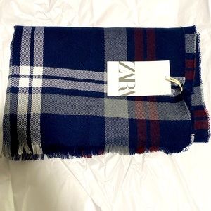 Zara Kids Blue Plaid Scarf